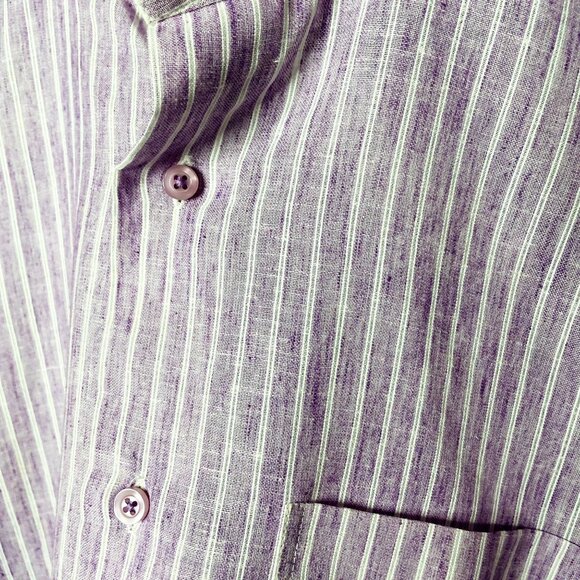 Mens Purple Button Down Shirt Pinstripe Long Sleeve u Size 46 Infinity New - Picture 5 of 6